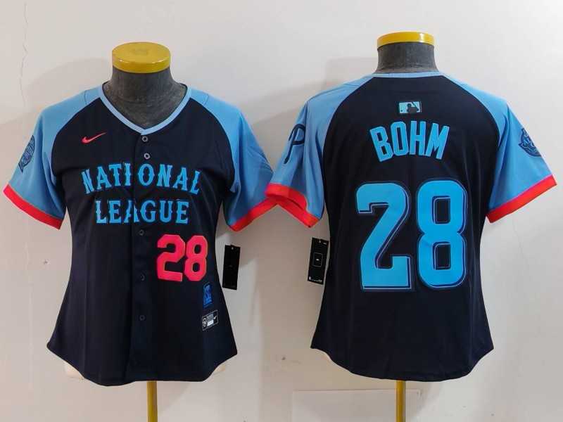 Womens Philadelphia Phillies #28 Alec Bohm Number Navy 2024 All Star Limited Stitched Jersey->2024 mlb all-star->MLB Jersey